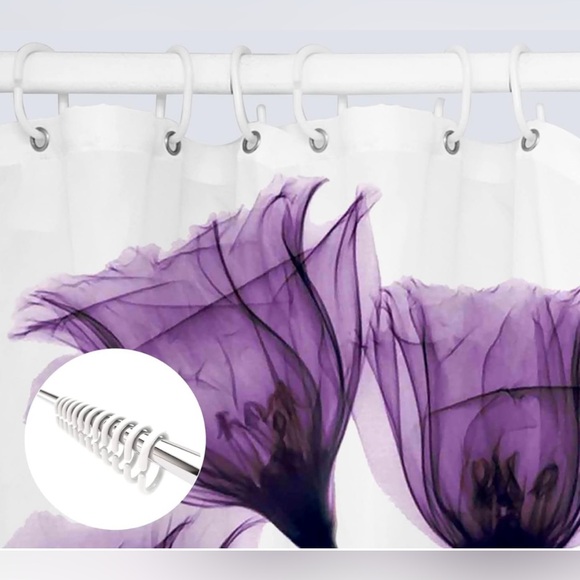 NWOT Purple Flower Shower Curtain For Bathroom - Picture 2 of 2